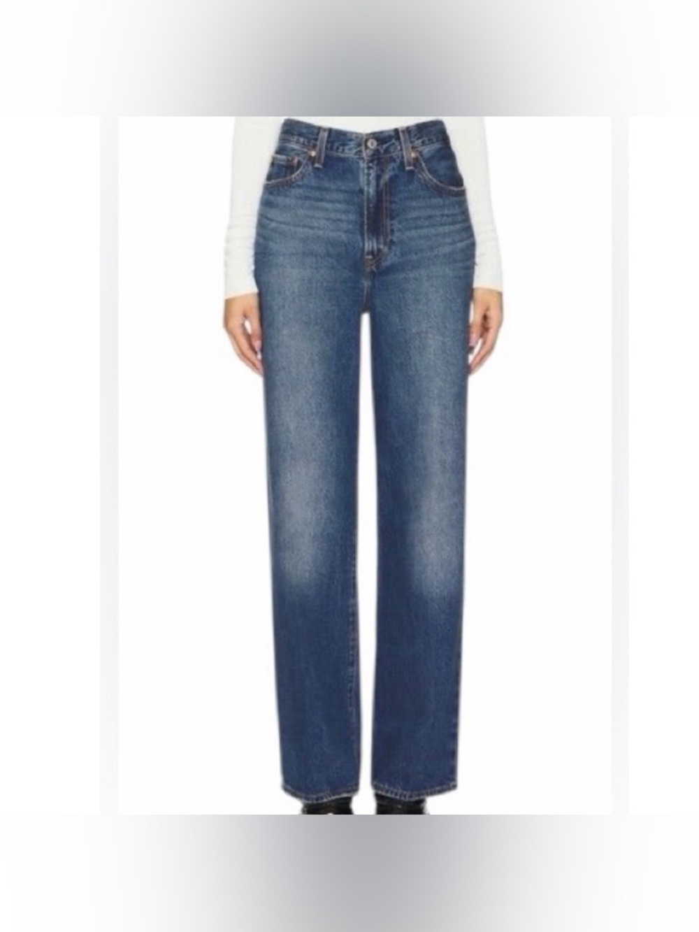 NWOT LEVI RIBCAGE STRAIGHT Women’s Dark Wash Jeans Button Fly Size 28